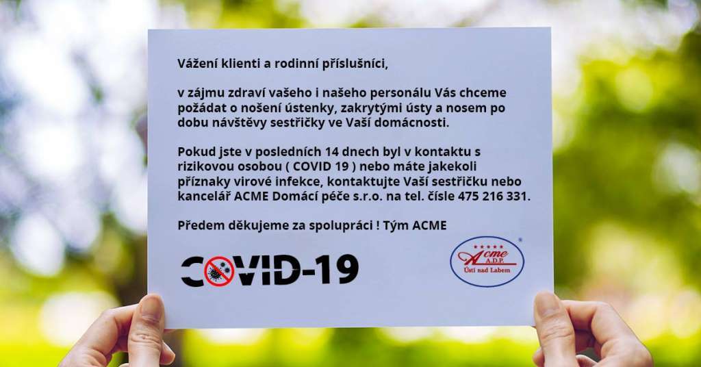 Upozornění (COVID 19) 9 opatreni Covid 19