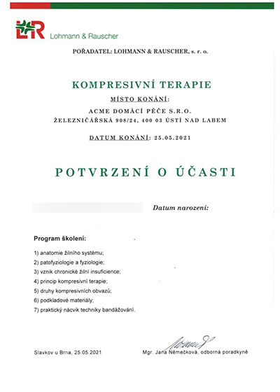 kompresivni-terapie-1 Certifikát ISO ACME Domácí péče s.r.o. poskytování domácí zdravotní péče